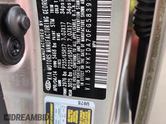 ✅ 2015 Kia Sorento LX • VIN: 5XYKTDA70FG583935 • Lot: 85418655. Listed on Copart with 181,623 mi. Free auction sales archive from the USA and detailed vehicle history report at DreamBid. Image 13.