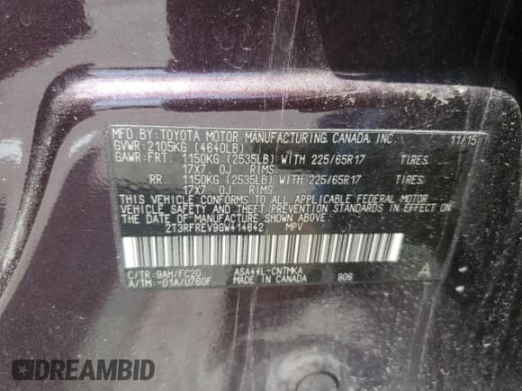 ✅ 2016 Toyota RAV4 XLE • VIN: 2T3RFREV9GW414642 • Lot: 55017505. Listed on Copart with 114,544 mi. Free auction sales archive from the USA and detailed vehicle history report at DreamBid. Image 12.