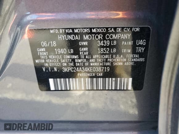 ✅ 2019 Hyundai Accent SE • VIN: 3KPC24A34KE038719 • Лот: 42531075. Опубликован ранее на Copart с пробегом 103 560 миль. Бесплатный доступ к архиву аукционных продаж из США и подробный отчёт об истории автомобиля на DreamBid. Изображение 13.