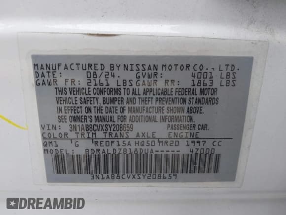 ✅ 2025 Nissan Sentra SV • VIN: 3N1AB8CVXSY208659 • Lot: 43833517. Listed on IAAI with 23,477 mi. Free auction sales archive from the USA and detailed vehicle history report at DreamBid. Image 9.