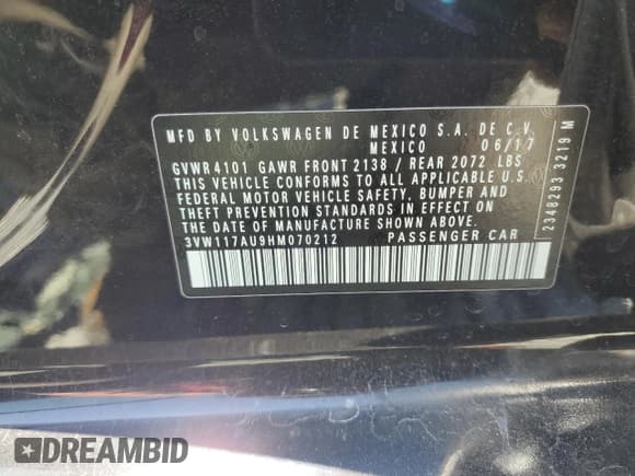 ✅ 2017 Volkswagen Golf S • VIN: 3VW117AU9HM070212 • Lot: 64227235. Wystawiony na Copart z przebiegiem 36 916 mil. Bezpłatny archiwum sprzedaży aukcyjnych z USA i szczegółowy raport historii pojazdu na DreamBid. Zdjęcie 12.