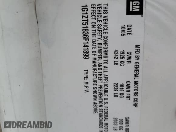 2006 Chevrolet Malibu 2LT z VIN 1G1ZT51836F141899, wystawiony jako Copart lot #73223054 z przebiegiem 80 284 mil mil oraz Szkoda całkowita • Salvage title. Historia ofert i sprzedaży dostępna na DreamBid. Obrazek 13.