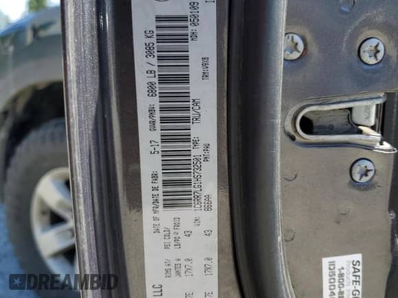 2017 Ram 1500 SLT с VIN 1C6RR7LG1HS732501, выставлен на аукционе Copart как лот 59604975 с пробегом 109 350 миль миль и Списание • Salvage title. История ставок и продаж доступна на DreamBid. Изображение 12.