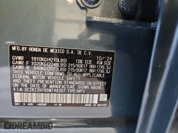 ✅ 2025 Honda HR-V EX-L • VIN: 3CZRZ2H78SM749357 • Lot: 91621085. Wystawiony na Copart z przebiegiem 3 432 mil. Bezpłatny archiwum sprzedaży aukcyjnych z USA i szczegółowy raport historii pojazdu na DreamBid. Zdjęcie 14.