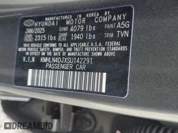 ✅ 2025 Hyundai Elantra Limited • VIN: KMHLN4DJXSU142291 • Лот: 90260005. Опубликован ранее на Copart с пробегом 7 937 миль. Бесплатный доступ к архиву аукционных продаж из США и подробный отчёт об истории автомобиля на DreamBid. Изображение 13.