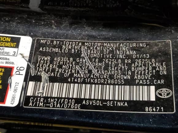 2013 Toyota Camry L z VIN 4T4BF1FK8DR286055, wystawiony jako Copart lot #70346645 z przebiegiem 198 456 mil mil oraz Czysty tytuł • Clean title. Historia ofert i sprzedaży dostępna na DreamBid. Obrazek 12.
