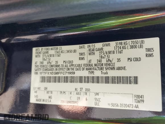 ✅ 2015 Ford F-150 XLT • VIN: 1FTFX1EG8FFC71959 • Lot: 42117769. Listed on IAAI with 207,456 mi. Free auction sales archive from the USA and detailed vehicle history report at DreamBid. Image 9.