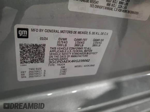 ✅ 2024 Chevrolet Silverado 1500 Work Truck • VIN: 3GCPDAEK4RG239062 • Lot: 84399415. Listed on Copart with 6,590 mi. Free auction sales archive from the USA and detailed vehicle history report at DreamBid. Image 12.