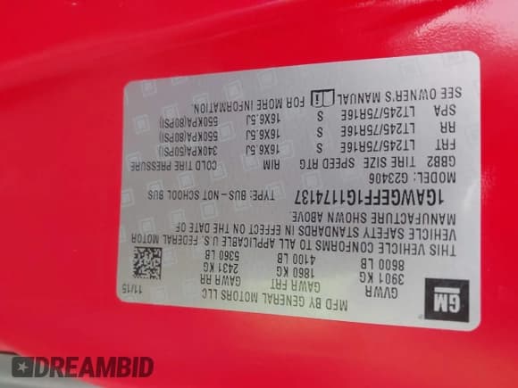 ✅ 2016 Chevrolet Express Passenger LS • VIN: 1GAWGEFF1G1174137 • Lot: 43546454. Listed on IAAI with 125,041 mi. Free auction sales archive from the USA and detailed vehicle history report at DreamBid. Image 9.