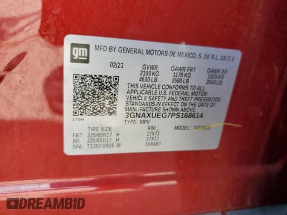 ✅ 2023 Chevrolet Equinox LT • VIN: 3GNAXUEG7PS168614 • Lot: 66267435. Wystawiony na Copart z przebiegiem 73 644 mil. Bezpłatny archiwum sprzedaży aukcyjnych z USA i szczegółowy raport historii pojazdu na DreamBid. Zdjęcie 12.