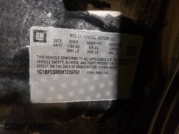 ✅ 2017 Chevrolet Cruze Premier • VIN: 1G1BF5SM5H7239768 • Лот: 68869802. Размещён на Copart с пробегом 89 746 миль миль. Получите бесплатный доступ к архиву аукционных продаж из США и посмотрите подробный отчёт об истории автомобиля на DreamBid. Изображение 12.