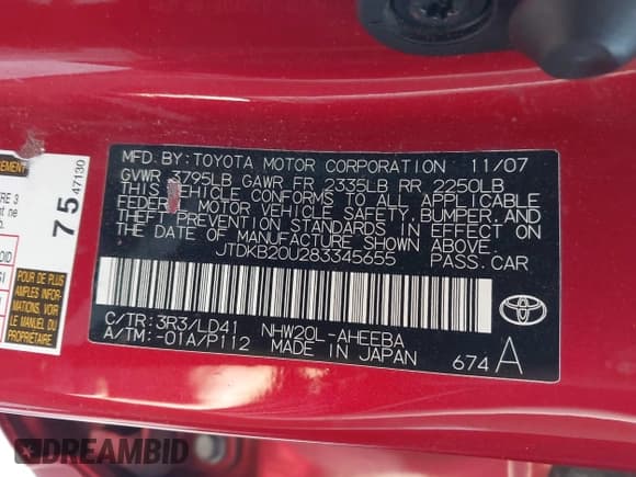 ✅ 2008 Toyota Prius • VIN: JTDKB20U283345655 • Лот: 42896220. Опубликован ранее на IAAI с пробегом 277 645 миль. Бесплатный доступ к архиву аукционных продаж из США и подробный отчёт об истории автомобиля на DreamBid. Изображение 9.
