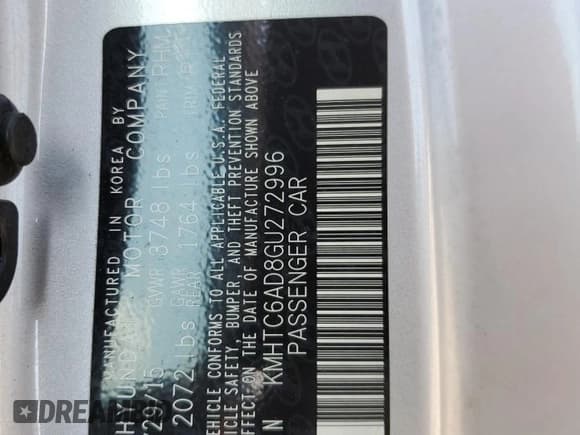 ✅ 2016 Hyundai Veloster • VIN: KMHTC6AD8GU272996 • Lot: 70380414. Wystawiony na Copart z przebiegiem 86 498 mil. Bezpłatny archiwum sprzedaży aukcyjnych z USA i szczegółowy raport historii pojazdu na DreamBid. Zdjęcie 14.