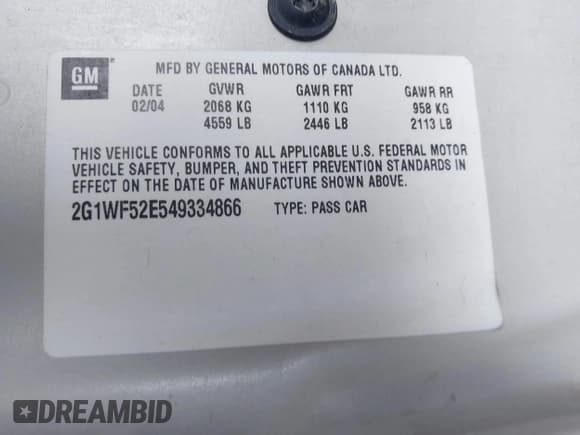 ✅ 2004 Chevrolet Impala • VIN: 2G1WF52E549334866 • Lot: 43780175. Listed on IAAI with 181,040 mi. Free auction sales archive from the USA and detailed vehicle history report at DreamBid. Image 9.