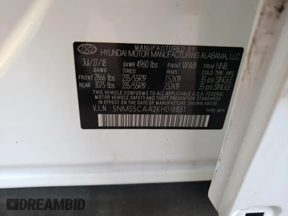 ✅ 2019 Hyundai Santa Fe Ultimate • VIN: 5NMS5CAA2KH018831 • Lot: 59814763. Wystawiony na Copart z przebiegiem 17 220 mil. Bezpłatny archiwum sprzedaży aukcyjnych z USA i szczegółowy raport historii pojazdu na DreamBid. Zdjęcie 13.