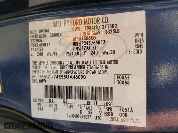 ✅ 2005 Ford Explorer Eddie Bauer • VIN: 1FMZU74E55UA46090 • Lot: 79311024. Wystawiony na Copart z przebiegiem 141 334 mil. Bezpłatny archiwum sprzedaży aukcyjnych z USA i szczegółowy raport historii pojazdu na DreamBid. Zdjęcie 13.