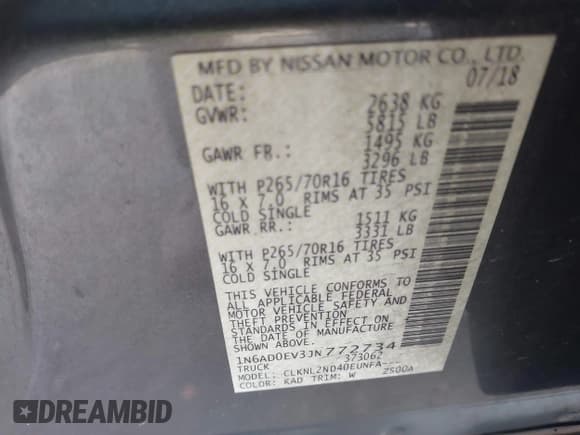 ✅ 2018 Nissan Frontier Pro-4X • VIN: 1N6AD0EV3JN772734 • Лот: 41781146. Опубликован ранее на IAAI с пробегом 74 760 миль. Бесплатный доступ к архиву аукционных продаж из США и подробный отчёт об истории автомобиля на DreamBid. Изображение 9.