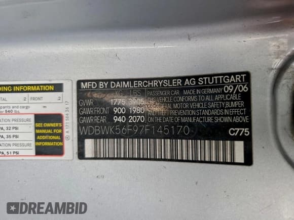 ✅ 2007 Mercedes-Benz SLK 350 • VIN: WDBWK56F97F145170 • Lot: 94212565. Listed on Copart with 118,006 mi. Free auction sales archive from the USA and detailed vehicle history report at DreamBid. Image 13.