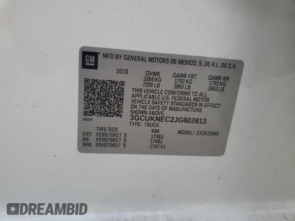 ✅ 2018 Chevrolet Silverado 1500 LS • VIN: 3GCUKNEC2JG602813 • Лот: 81661614. Опубликован ранее на Copart с пробегом 116 525 миль. Бесплатный доступ к архиву аукционных продаж из США и подробный отчёт об истории автомобиля на DreamBid. Изображение 15.