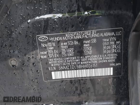 2017 Hyundai Santa Fe 2.4L с VIN 5NMZTDLB8HH026151, выставлен на аукционе IAAI как лот 43398462 с пробегом 84 868 миль миль и . История ставок и продаж доступна на DreamBid. Изображение 9.