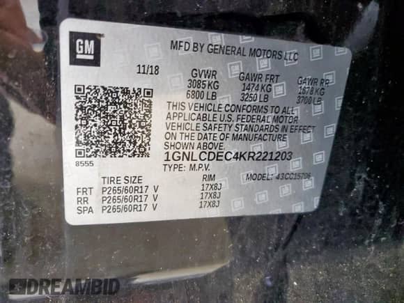 2019 Chevrolet Tahoe Commercial с VIN 1GNLCDEC4KR221203, выставлен на аукционе Copart как лот 66393195 с пробегом 128 145 миль миль и Чистый • Clean title. История ставок и продаж доступна на DreamBid. Изображение 13.