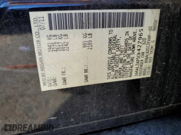 ✅ 2012 Nissan Altima SL • VIN: 1N4AL2AP5CN427965 • Lot: 90785315. Listed on Copart with 173,695 mi. Free auction sales archive from the USA and detailed vehicle history report at DreamBid. Image 12.