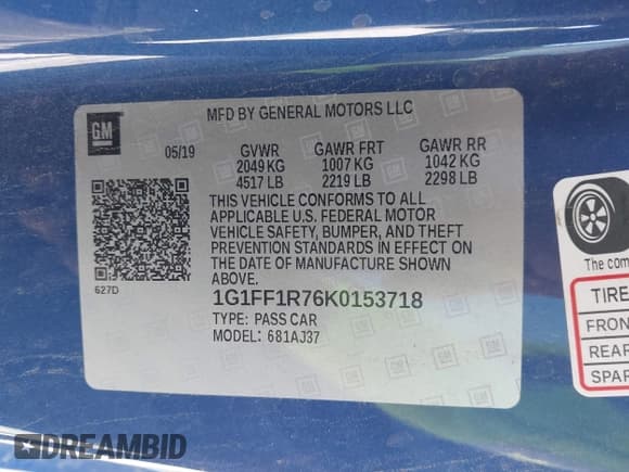 ✅ 2019 Chevrolet Camaro 1SS • VIN: 1G1FF1R76K0153718 • Lot: 41938230. Wystawiony na IAAI z przebiegiem 51 642 mil. Bezpłatny archiwum sprzedaży aukcyjnych z USA i szczegółowy raport historii pojazdu na DreamBid. Zdjęcie 9.