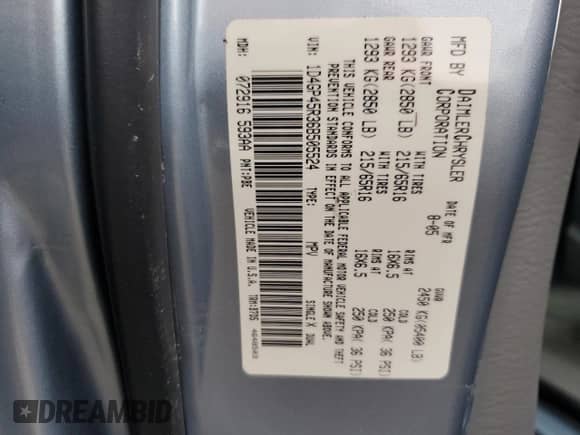 2006 Dodge Caravan SXT с VIN 1D4GP45R36B505524, выставлен на аукционе Copart как лот 74583744 с пробегом Не указан миль и Списание • Salvage title. История ставок и продаж доступна на DreamBid. Изображение 14.