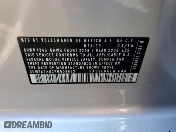 ✅ 2015 Volkswagen Golf S • VIN: 3VWFA7AU2FM508653 • Lot: 87378235. Wystawiony na Copart z przebiegiem 137 890 mil. Bezpłatny archiwum sprzedaży aukcyjnych z USA i szczegółowy raport historii pojazdu na DreamBid. Zdjęcie 13.