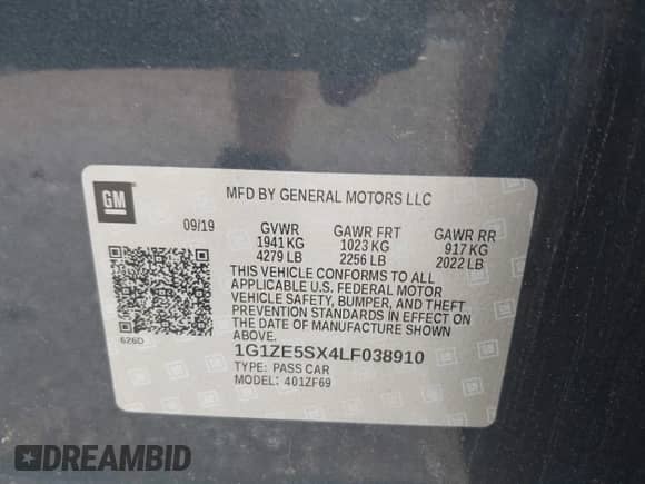 2020 Chevrolet Malibu Premier with VIN 1G1ZE5SX4LF038910, listed as a IAAI auction lot 42461695 with 82,584 mi miles and . Bid and sale history available at DreamBid. Image 9.