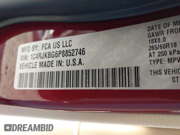 ✅ 2023 Jeep Grand Cherokee Limited • VIN: 1C4RJKBG6P8852746 • Lot: 42572515. Listed on IAAI with 52,503 mi. Free auction sales archive from the USA and detailed vehicle history report at DreamBid. Image 9.