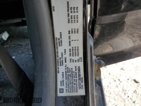 ✅ 2006 GMC Canyon SLE1 • VIN: 1GTDT136768154634 • Lot: 71120255. Listed on Copart with Not provided. Free auction sales archive from the USA and detailed vehicle history report at DreamBid. Image 13.