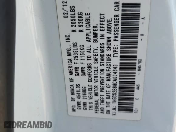 ✅ 2012 Honda Accord EX-L • VIN: 1HGCS2B88CA004643 • Лот: 82138075. Опубликован ранее на Copart с пробегом 123 466 миль. Бесплатный доступ к архиву аукционных продаж из США и подробный отчёт об истории автомобиля на DreamBid. Изображение 12.