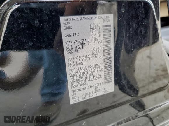 ✅ 2020 Nissan Pathfinder Platinum • VIN: 5N1DR2DM4LC641215 • Lot: 96547235. Wystawiony na Copart z przebiegiem 71 917 mil. Bezpłatny archiwum sprzedaży aukcyjnych z USA i szczegółowy raport historii pojazdu na DreamBid. Zdjęcie 14.