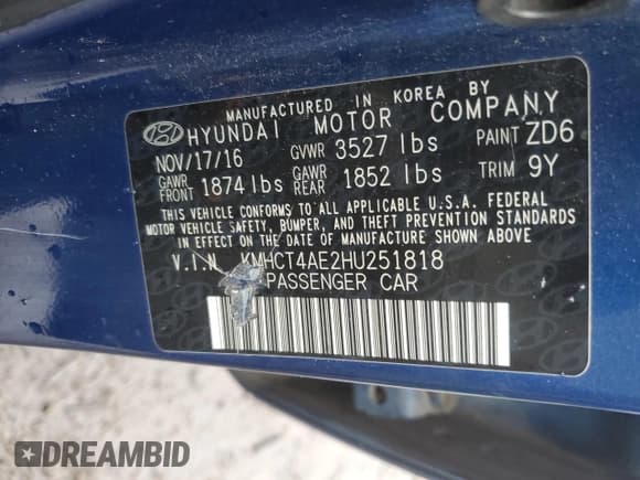 ✅ 2017 Hyundai Accent SE • VIN: KMHCT4AE2HU251818 • Lot: 82433865. Wystawiony na Copart z przebiegiem 150 482 mil. Bezpłatny archiwum sprzedaży aukcyjnych z USA i szczegółowy raport historii pojazdu na DreamBid. Zdjęcie 12.