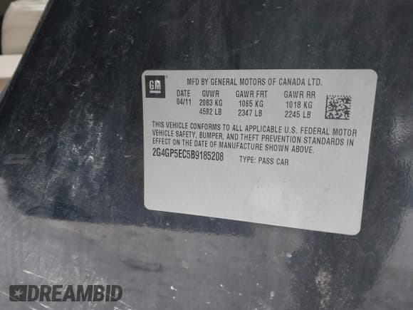 ✅ 2011 Buick Regal CXL RL2 • VIN: 2G4GP5EC5B9185208 • Lot: 41264795. Listed on IAAI with 200,647 mi. Free auction sales archive from the USA and detailed vehicle history report at DreamBid. Image 9.