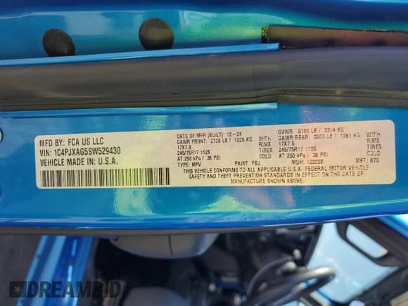 ✅ 2025 Jeep Wrangler Sport • VIN: 1C4PJXAG5SW529430 • Lot: 63073175. Listed on Copart with 3,983 mi. Free auction sales archive from the USA and detailed vehicle history report at DreamBid. Image 12.