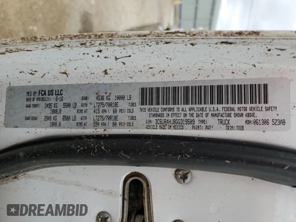 ✅ 2016 Ram 2500 Tradesman • VIN: 3C6UR4HJ8GG319509 • Lot: 49959025. Listed on Copart with 281,371 mi. Free auction sales archive from the USA and detailed vehicle history report at DreamBid. Image 12.