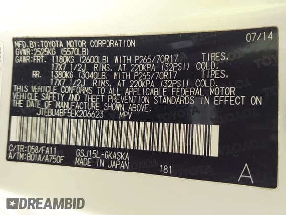 ✅ 2014 Toyota FJ Cruiser • VIN: JTEBU4BF5EK206623 • Lot: 41089477. Wystawiony na IAAI z przebiegiem 54 449 mil. Bezpłatny archiwum sprzedaży aukcyjnych z USA i szczegółowy raport historii pojazdu na DreamBid. Zdjęcie 9.