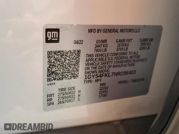 ✅ 2022 Cadillac Escalade Sport • VIN: 1GYS4FKL7NR286403 • Lot: 80867835. Listed on Copart with 53,126 mi. Free auction sales archive from the USA and detailed vehicle history report at DreamBid. Image 13.