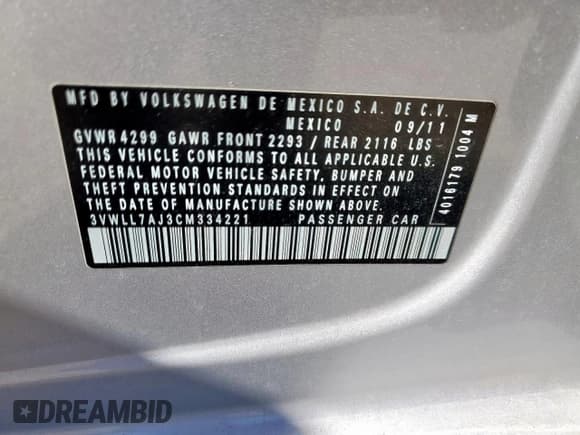 ✅ 2012 Volkswagen Jetta TDI • VIN: 3VWLL7AJ3CM334221 • Lot: 90687875. Listed on Copart with 160,686 mi. Free auction sales archive from the USA and detailed vehicle history report at DreamBid. Image 12.