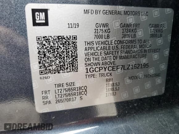 ✅ 2020 Chevrolet Silverado 1500 Custom Trail Boss • VIN: 1GCPYCEF7LZ162195 • Lot: 62842204. Wystawiony na Copart z przebiegiem 32 907 mil. Bezpłatny archiwum sprzedaży aukcyjnych z USA i szczegółowy raport historii pojazdu na DreamBid. Zdjęcie 12.