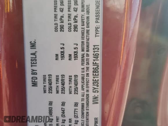 ✅ 2018 Tesla Model 3 Long Range Battery • VIN: 5YJ3E1EB6JF146131 • Lot: 92086685. Listed on Copart with 122,145 mi. Free auction sales archive from the USA and detailed vehicle history report at DreamBid. Image 12.