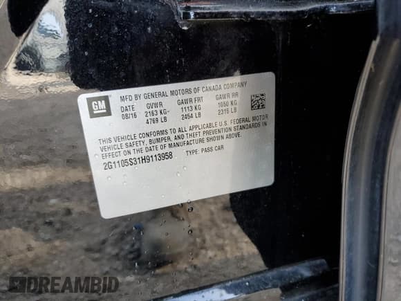 ✅ 2017 Chevrolet Impala LT • VIN: 2G1105S31H9113958 • Лот: 80773133. Опубликован ранее на Copart с пробегом 114 918 миль. Бесплатный доступ к архиву аукционных продаж из США и подробный отчёт об истории автомобиля на DreamBid. Изображение 12.