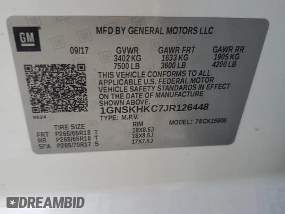 ✅ 2018 Chevrolet Suburban LT • VIN: 1GNSKHKC7JR126448 • Lot: 76204934. Wystawiony na Copart z przebiegiem 190 846 mil. Bezpłatny archiwum sprzedaży aukcyjnych z USA i szczegółowy raport historii pojazdu na DreamBid. Zdjęcie 13.