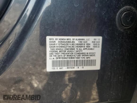 ✅ 2014 Acura MDX • VIN: 5FRYD3H21EB007402 • Lot: 68946855. Listed on Copart with 176,042 mi. Free auction sales archive from the USA and detailed vehicle history report at DreamBid. Image 13.