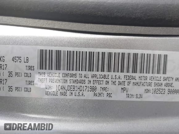 ✅ 2017 Jeep Compass High Altitude • VIN: 1C4NJDEB1HD171980 • Lot: 43665749. Wystawiony na IAAI z przebiegiem 111 542 mil. Bezpłatny archiwum sprzedaży aukcyjnych z USA i szczegółowy raport historii pojazdu na DreamBid. Zdjęcie 9.