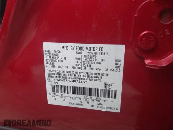 ✅ 2021 Ford Explorer Limited • VIN: 1FMSK7FH2MGA22728 • Лот: 42434707. Опубликован ранее на IAAI с пробегом 22 345 миль. Бесплатный доступ к архиву аукционных продаж из США и подробный отчёт об истории автомобиля на DreamBid. Изображение 9.