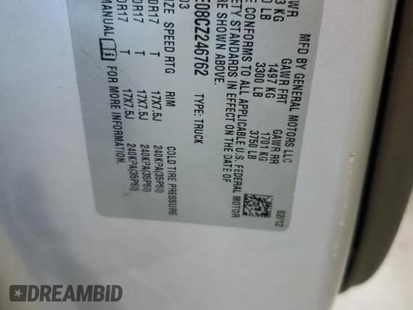 ✅ 2012 Chevrolet Silverado 1500 Work Truck • VIN: 1GCNCPE08CZ246762 • Lot: 53037035. Listed on Copart with 107,677 mi. Free auction sales archive from the USA and detailed vehicle history report at DreamBid. Image 12.