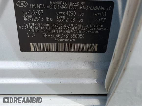 ✅ 2008 Hyundai Sonata SE • VIN: 5NPEU46C78H350050 • Лот: 84711004. Опубликован ранее на Copart с пробегом 162 353 миль. Бесплатный доступ к архиву аукционных продаж из США и подробный отчёт об истории автомобиля на DreamBid. Изображение 15.